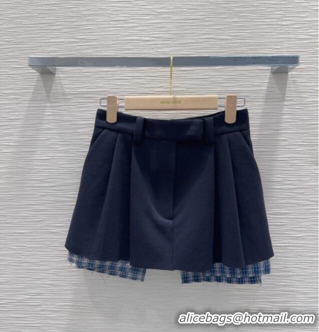 Well Crafted Miu Miu Jacket and Mini Skirt Set with Plaid Trim MIU0903023 Blue 2025