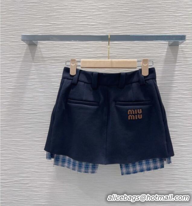 Well Crafted Miu Miu Jacket and Mini Skirt Set with Plaid Trim MIU0903023 Blue 2025