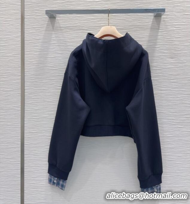 Well Crafted Miu Miu Jacket and Mini Skirt Set with Plaid Trim MIU0903023 Blue 2025