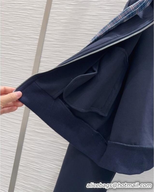 Well Crafted Miu Miu Jacket and Mini Skirt Set with Plaid Trim MIU0903023 Blue 2025