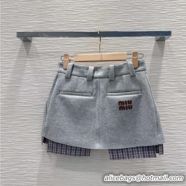 Inexpensive Miu Miu Jacket and Mini Skirt Set with Plaid Trim MIU0903023 Grey 2025