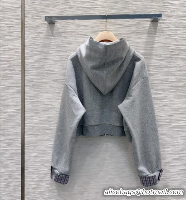 Inexpensive Miu Miu Jacket and Mini Skirt Set with Plaid Trim MIU0903023 Grey 2025