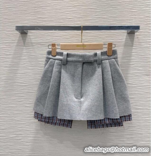Inexpensive Miu Miu Jacket and Mini Skirt Set with Plaid Trim MIU0903023 Grey 2025