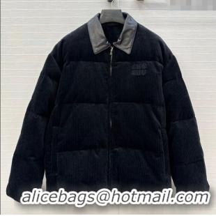 Big Discount Miu Miu Corduroy Down Jacket MIU0903025 Black 2025