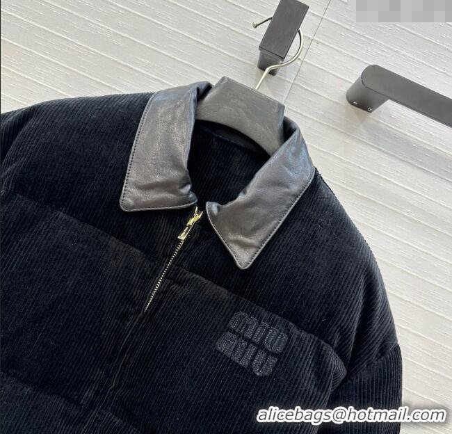 Big Discount Miu Miu Corduroy Down Jacket MIU0903025 Black 2025