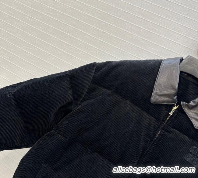 Big Discount Miu Miu Corduroy Down Jacket MIU0903025 Black 2025