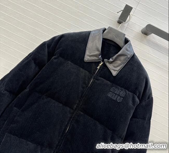Big Discount Miu Miu Corduroy Down Jacket MIU0903025 Black 2025