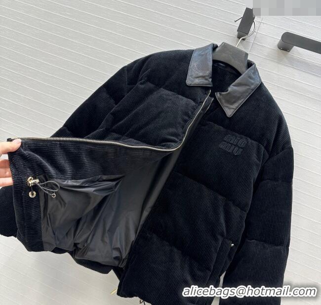 Big Discount Miu Miu Corduroy Down Jacket MIU0903025 Black 2025