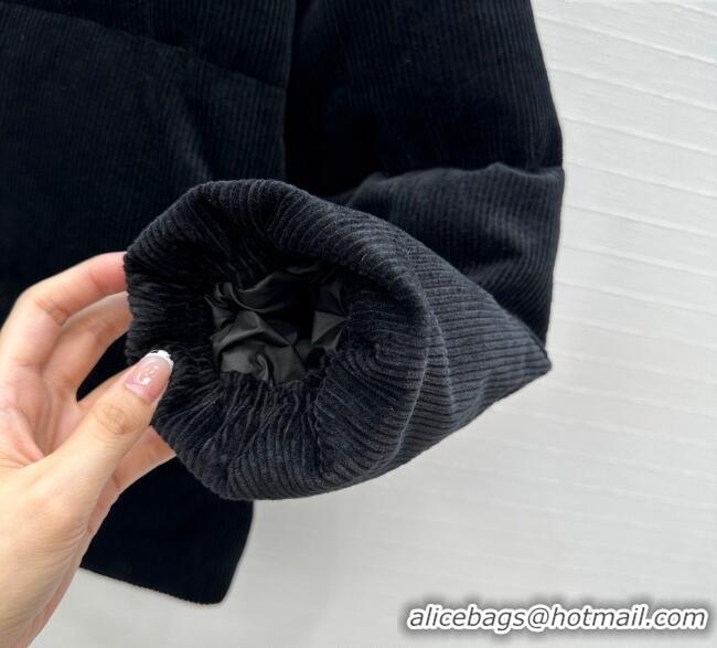 Big Discount Miu Miu Corduroy Down Jacket MIU0903025 Black 2025