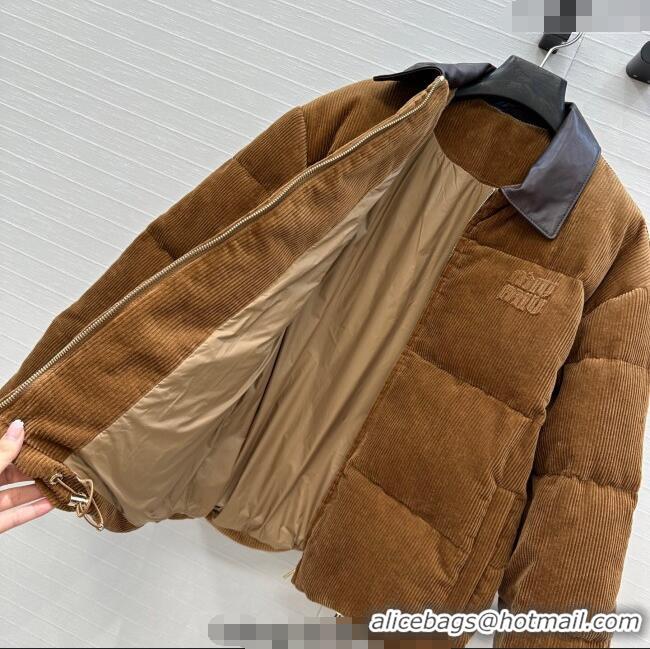 Grade Design Miu Miu Corduroy Down Jacket MIU0903025 Brown 2025