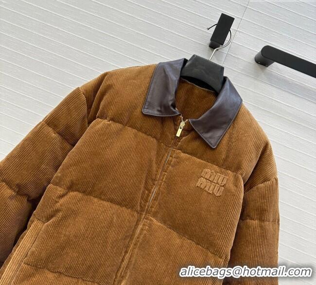 Grade Design Miu Miu Corduroy Down Jacket MIU0903025 Brown 2025