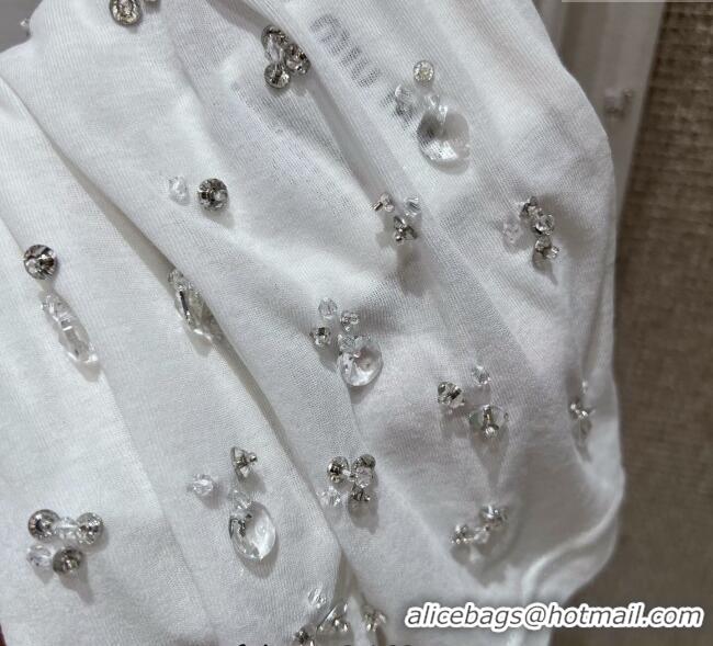 Luxury Cheap Miu Miu Cotton Dress with Strass MIU0903028 White 2025