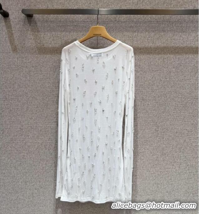 Luxury Cheap Miu Miu Cotton Dress with Strass MIU0903028 White 2025