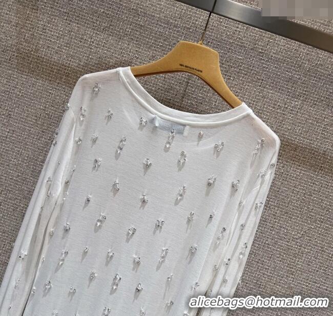 Luxury Cheap Miu Miu Cotton Dress with Strass MIU0903028 White 2025