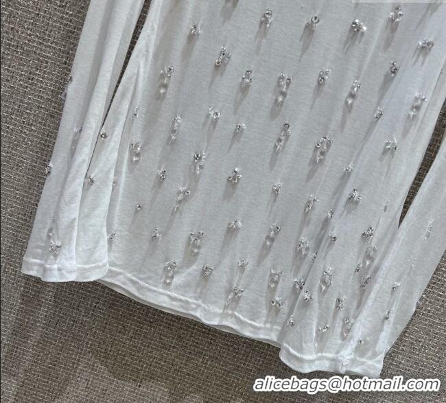 Luxury Cheap Miu Miu Cotton Dress with Strass MIU0903028 White 2025