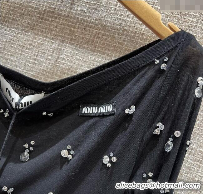 Super Quality Miu Miu Cotton Dress with Strass MIU0903028 Black 2025