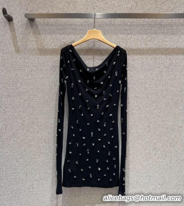 Super Quality Miu Miu Cotton Dress with Strass MIU0903028 Black 2025