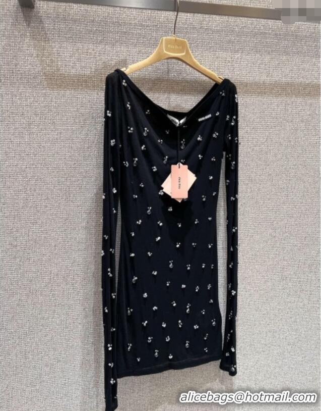 Super Quality Miu Miu Cotton Dress with Strass MIU0903028 Black 2025