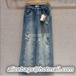 Well Crafted Miu Miu Printed Jeans MIU0903029 Blue 2025