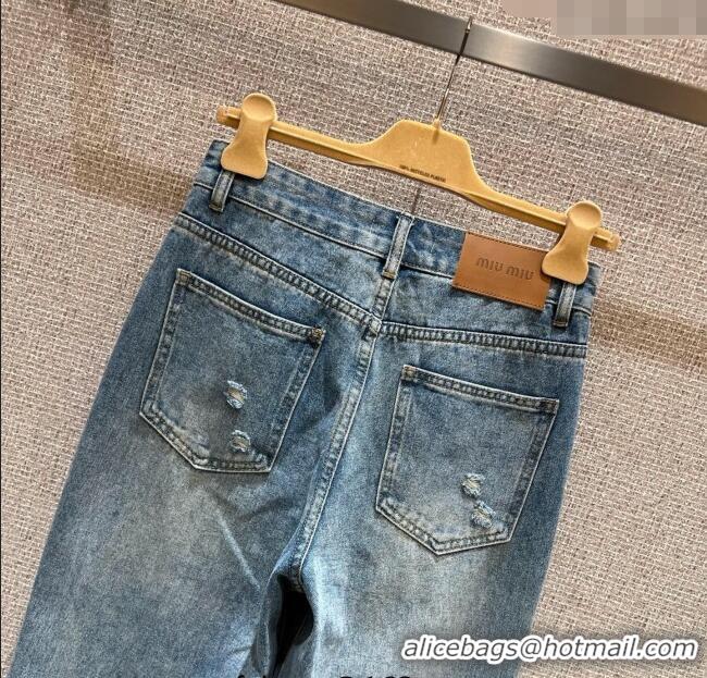 Well Crafted Miu Miu Printed Jeans MIU0903029 Blue 2025