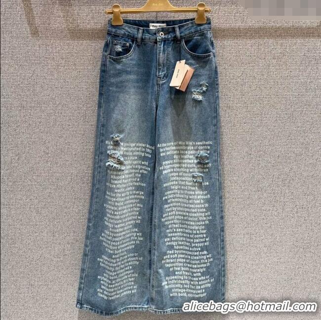 Well Crafted Miu Miu Printed Jeans MIU0903029 Blue 2025