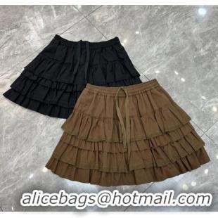​Luxury Discount Miu Miu Layer Mini Skirt MIU090331 Brown/Grey 2025
