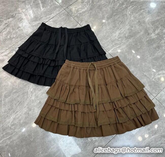 ​Luxury Discount Miu Miu Layer Mini Skirt MIU090331 Brown/Grey 2025