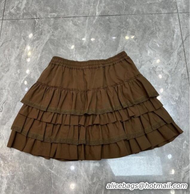 ​Luxury Discount Miu Miu Layer Mini Skirt MIU090331 Brown/Grey 2025