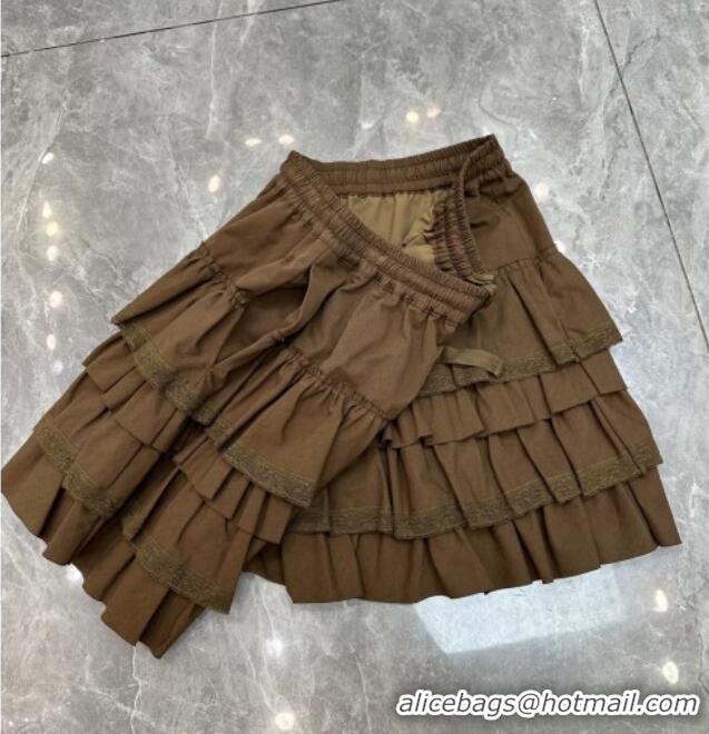 ​Luxury Discount Miu Miu Layer Mini Skirt MIU090331 Brown/Grey 2025