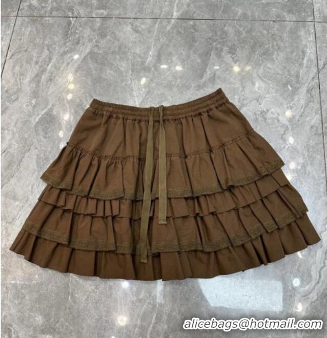 ​Luxury Discount Miu Miu Layer Mini Skirt MIU090331 Brown/Grey 2025