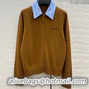 Top Quality Miu Miu Cashmere Cardigan MIU0903030 Brown 2025
