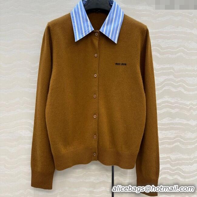 Top Quality Miu Miu Cashmere Cardigan MIU0903030 Brown 2025