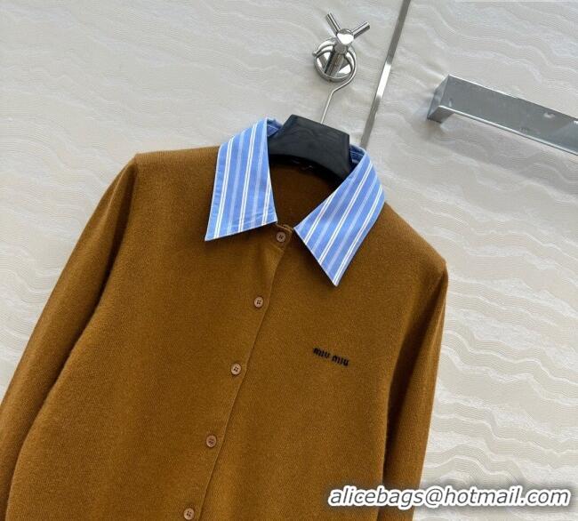 Top Quality Miu Miu Cashmere Cardigan MIU0903030 Brown 2025