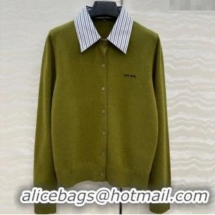 Buy Fashionable Miu Miu Cashmere Cardigan MIU0903030 Green 2025