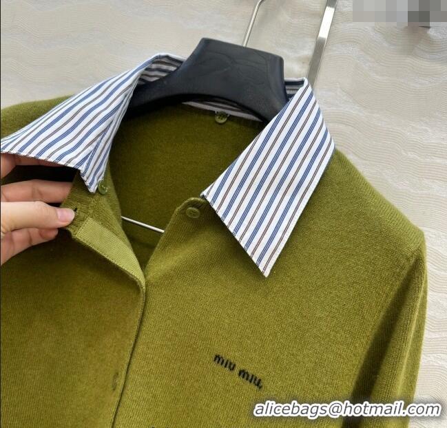 Buy Fashionable Miu Miu Cashmere Cardigan MIU0903030 Green 2025