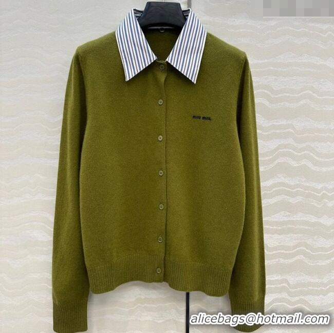 Buy Fashionable Miu Miu Cashmere Cardigan MIU0903030 Green 2025