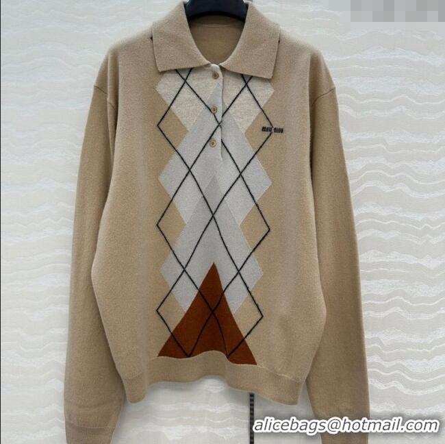 Buy Discount Miu Miu Wool Cashmere Sweater MIU090331 Beige 2025