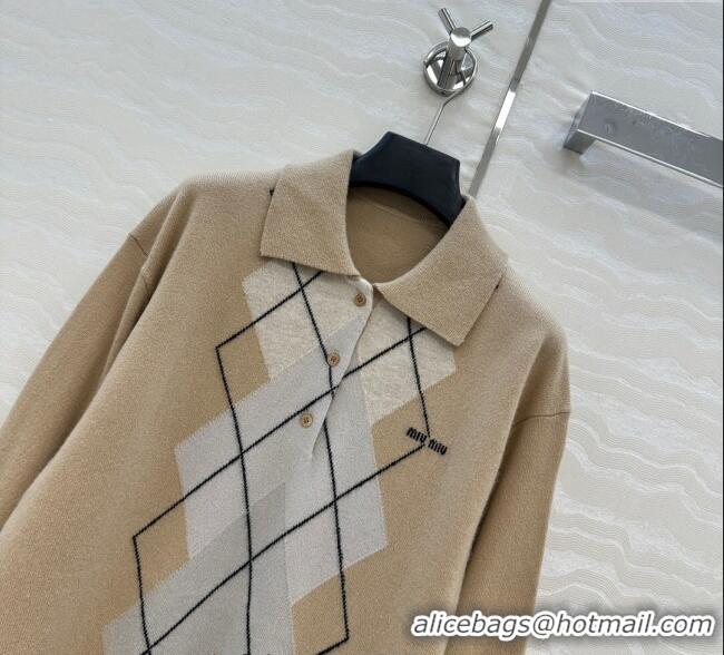 Buy Discount Miu Miu Wool Cashmere Sweater MIU090331 Beige 2025