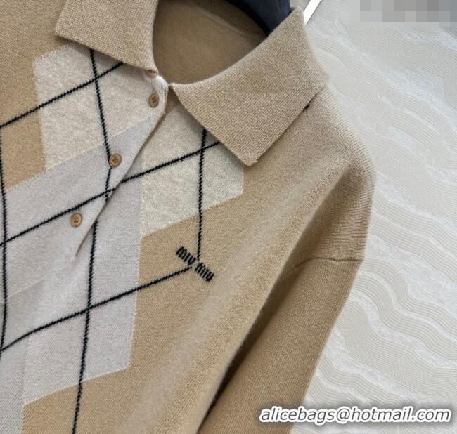 Buy Discount Miu Miu Wool Cashmere Sweater MIU090331 Beige 2025