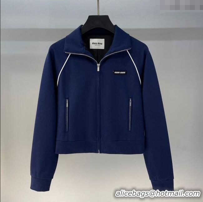 Big Discount Miu Miu Cotton Jacket MIU090332 Navy Blue 2025