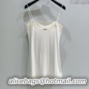 Reasonable Price Miu Miu Cotton and Lace Vest MIU090335 White 2025