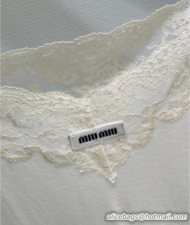 Reasonable Price Miu Miu Cotton and Lace Vest MIU090335 White 2025
