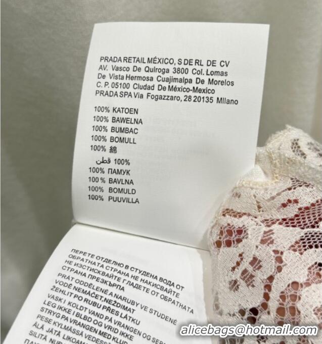 Reasonable Price Miu Miu Cotton and Lace Vest MIU090335 White 2025