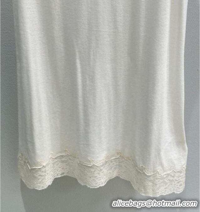 Reasonable Price Miu Miu Cotton and Lace Vest MIU090335 White 2025
