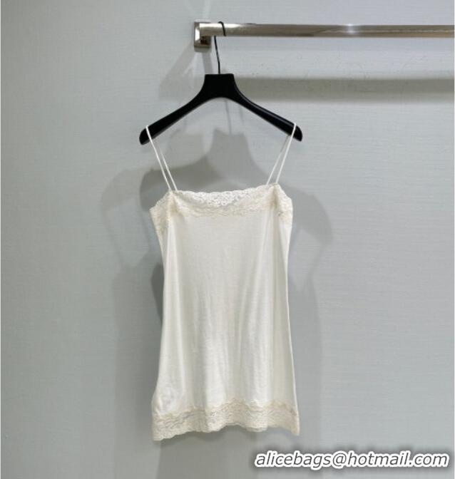 Reasonable Price Miu Miu Cotton and Lace Vest MIU090335 White 2025