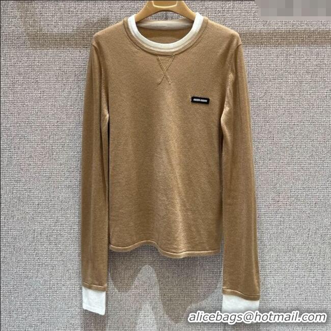 Good Looking Miu Miu Wool Top MIU090334 Beige 2025