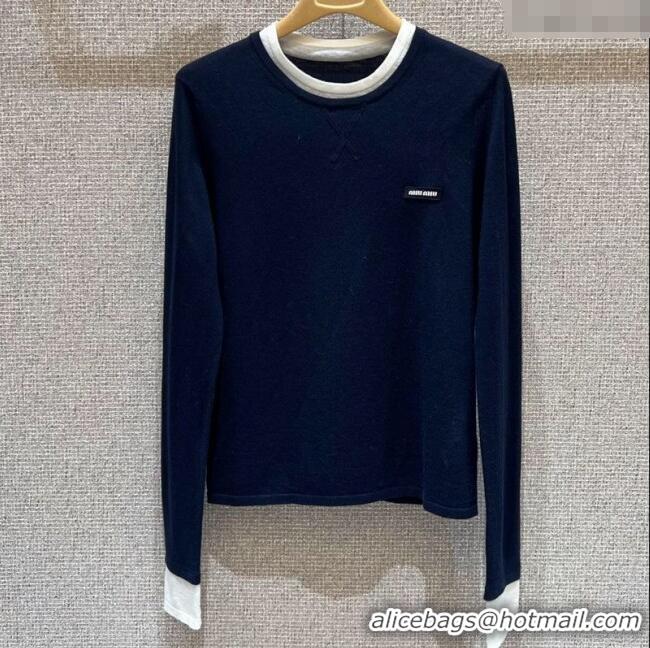 Buy Cheapest Miu Miu Wool Top MIU090334 Blue 2025