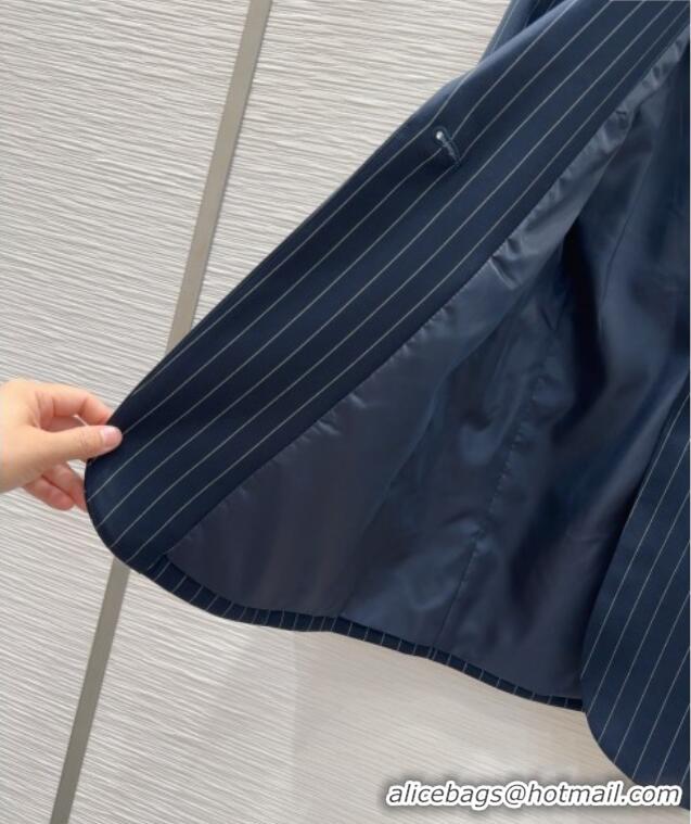 Best Quality Miu Miu Striped Jacket and Pants Set M091801 Dark Blue 2025