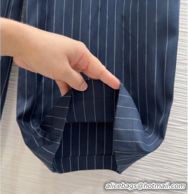 Best Quality Miu Miu Striped Jacket and Pants Set M091801 Dark Blue 2025