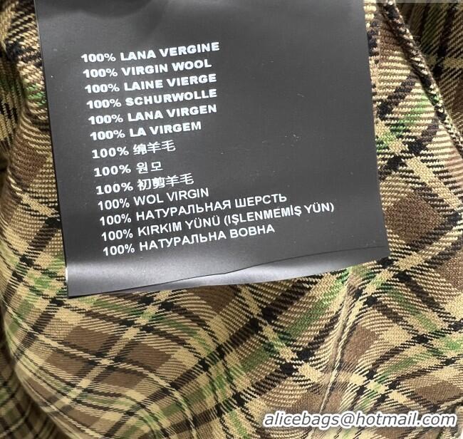 Luxury Cheap Miu Miu Wool Plaid Shirt and Shorts Set M091806 Green/Brown 2025